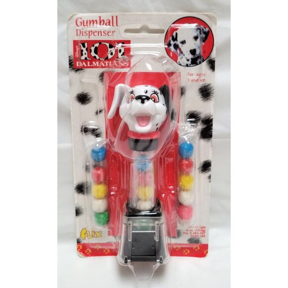 Disney / Flix Other - Vintage 1996 Flix Disney 101 Dalmatians Gumball Dispenser Toy One Black Ear NOS